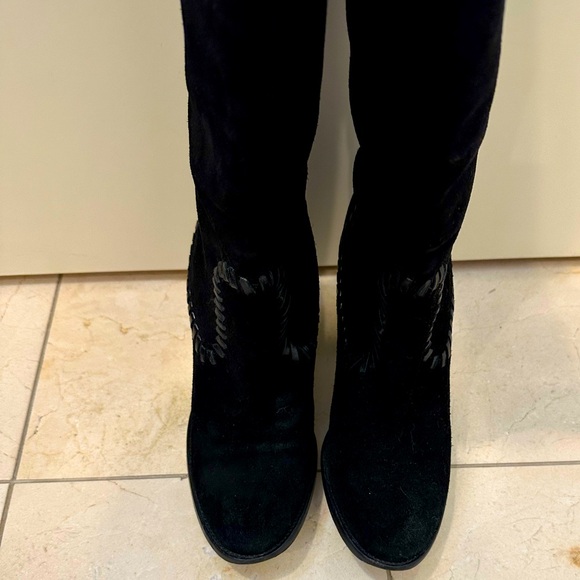 Michael Kors suede knee high boots western whipstitch - Picture 5 of 8